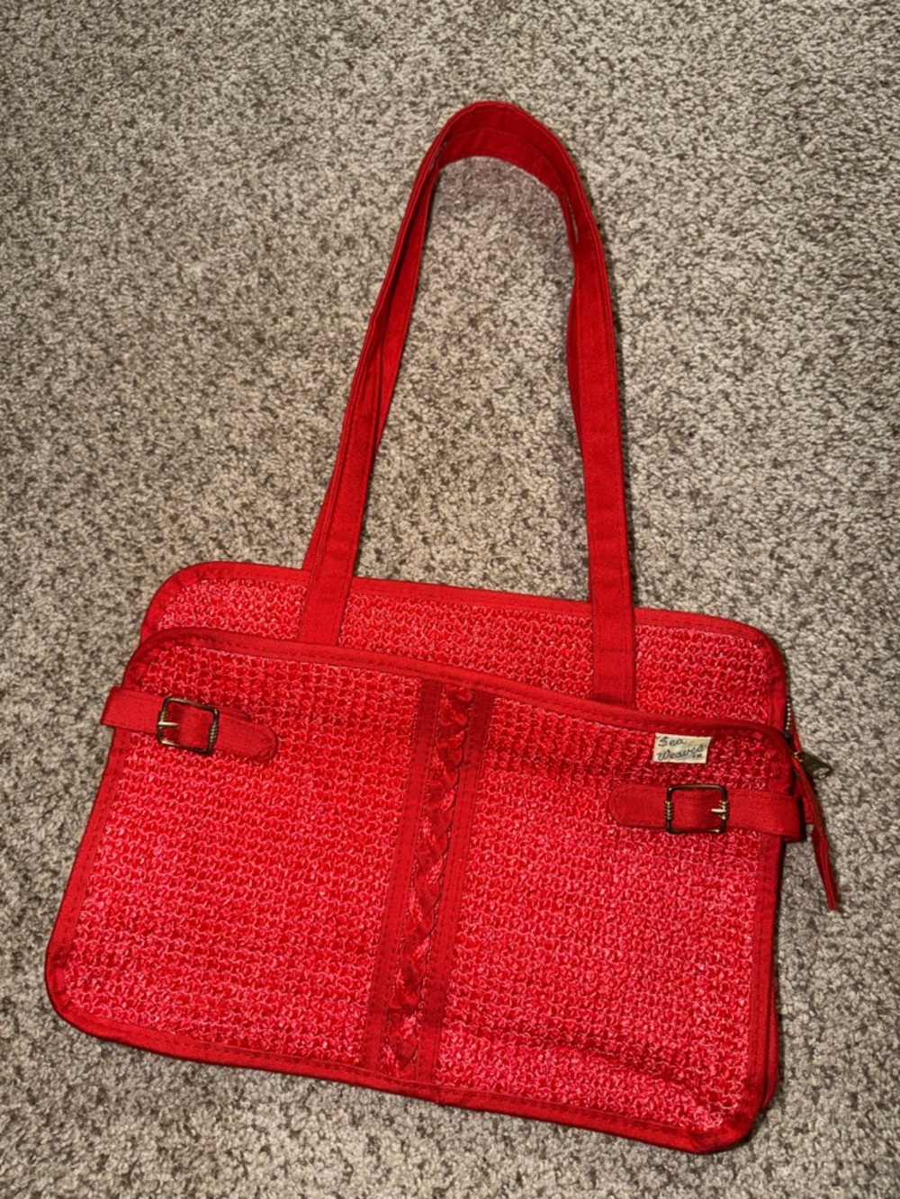 Vintage 1980’s Sea Weaves Woven Red Shoulder Bag